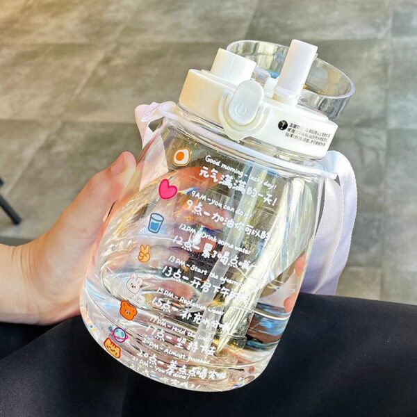 1300ML CUTE BIG BELLY SINGLE WATER BOTTLE WITH CHARACTER STICKER - Image 2