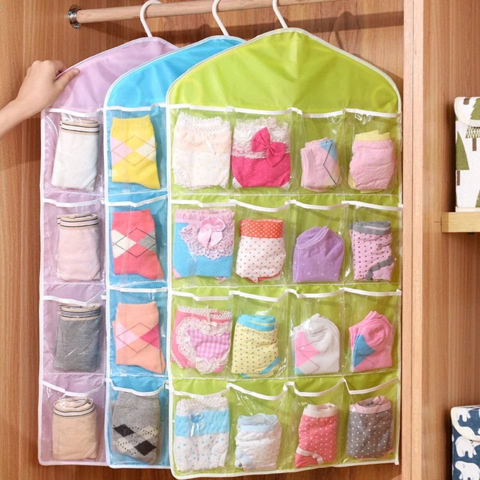 16 POCKETS CLEAR HANGING SOCKS/UNDERWEAR/STATIONERY STORAGE RACK (SAVING SPACE TIDY ORGANIZER)