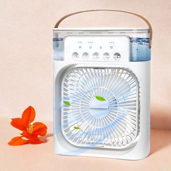 3in1 PORTABLE FAN AIR CONDITIONER HUMIDIFIER USB COOLING FAN AIR COOLER LED NIGHT WATER MIST HUMIDIFICATION FAN - Image 2