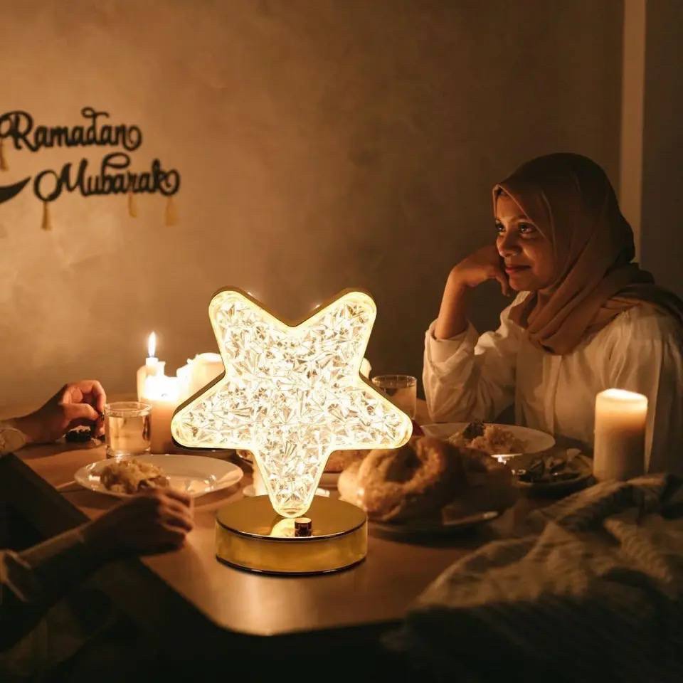 RECHARGEABLE 3-COLOUR MODES STARRY NIGHT LIGHT TOUCH ORNAMENT ACRYLIC LAMP FOR SPECIAL GIFT, BED/LIVING ROOM DECOR