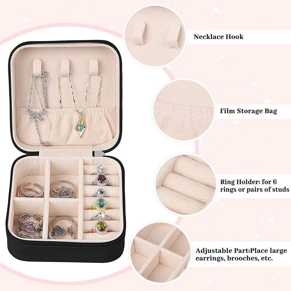 PORTABLE WATERPROOF LEATHER BOX JEWELRY ORGANIZER