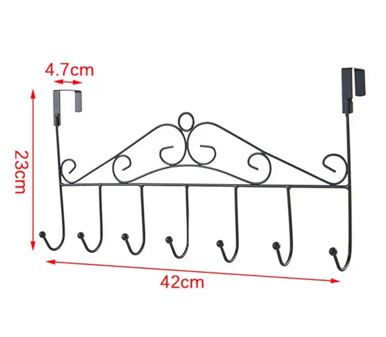 METAL DOOR BEHIND 7 HOOKS RACK FOR KITCHEN/BEDROOM/BATHROOM STORAGE NEEDS