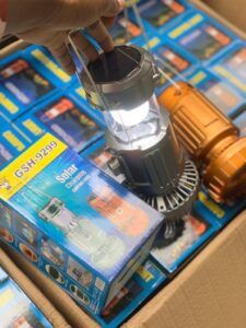 SOLAR/RECHARGEABLE BRIGHT LIGHT WITH FOLDABLE FAN + POWERBANK