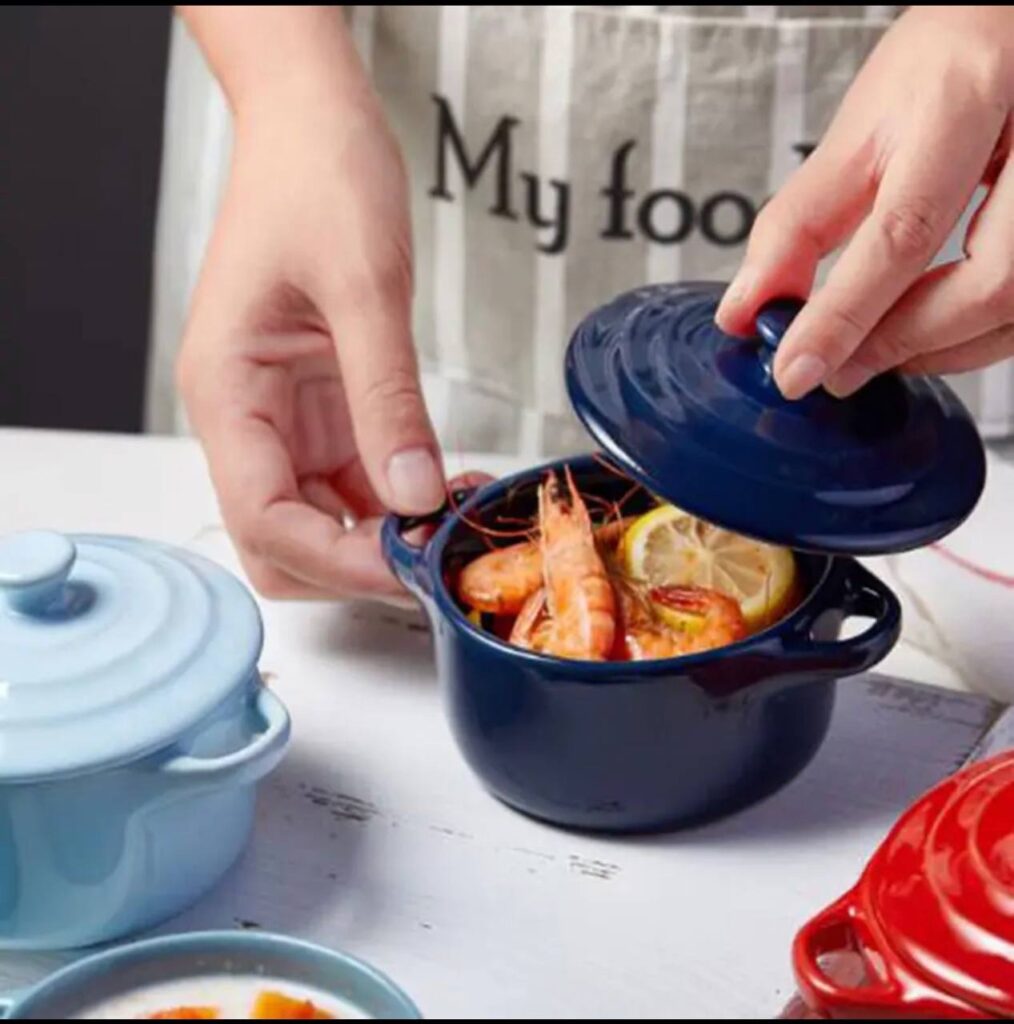 200ML CERAMIC GLAZED DOUBLE-EAR MULTIPURPOSE BOWL WITH LID